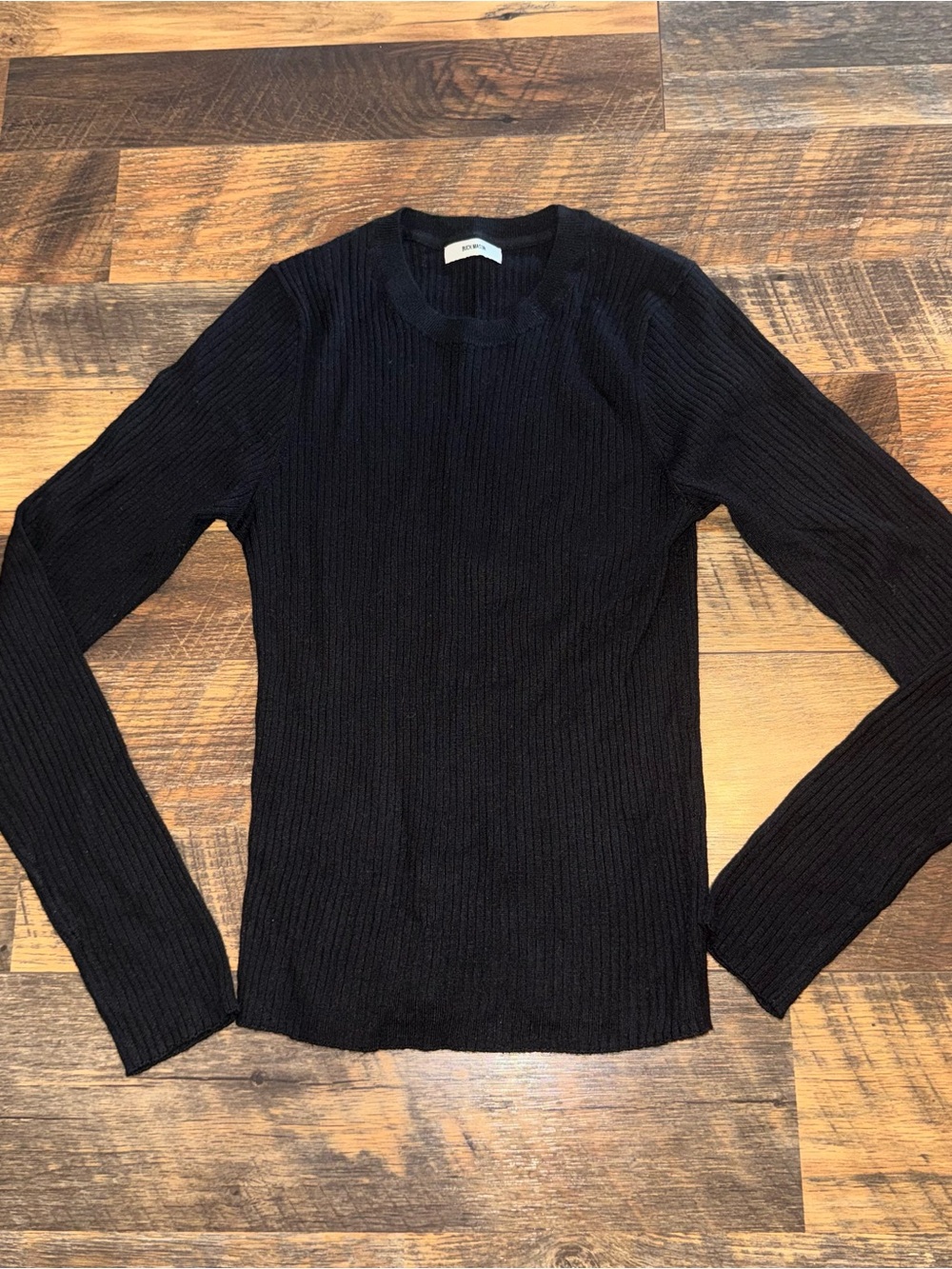 Buck Mason Black Ribbed Long-Sleeve Crew